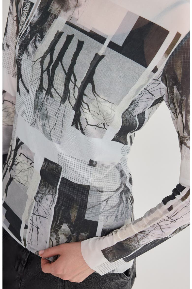 Sienna Printed Mockneck Top, Alternate, color, Black Print