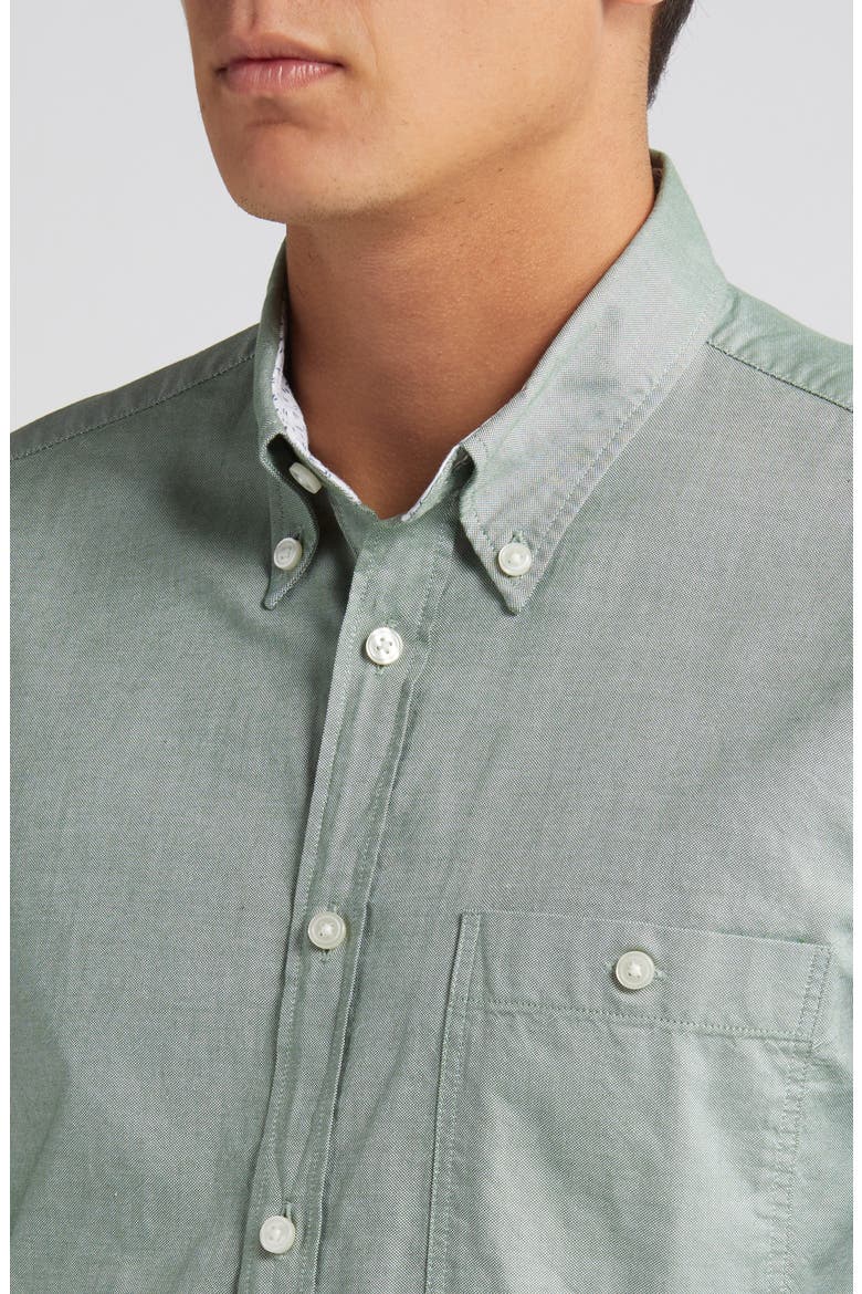 Roan Solid Button-Down Shirt, Alternate, color, OPEN GRN