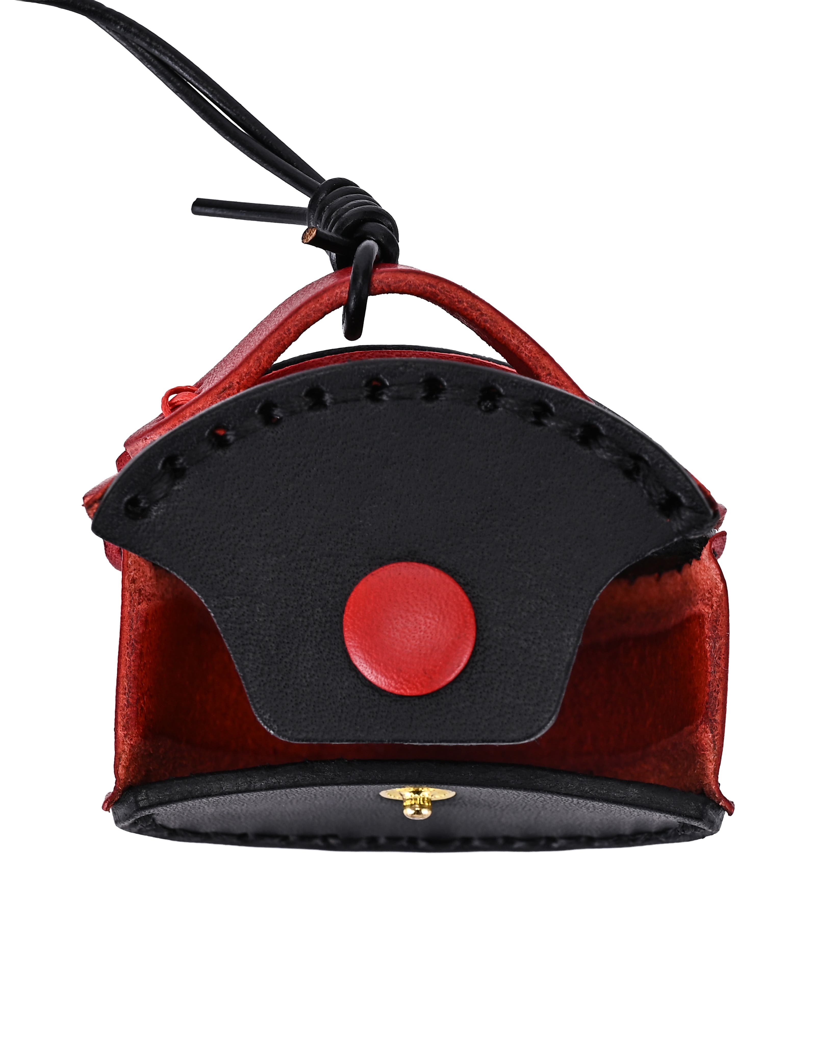 OLD TREND Oval Genuine Leather Two Tone Mini Charm, Alternate, color, Black