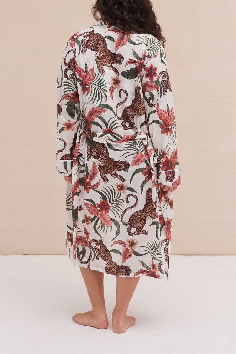 Quilted Robe, Alternate, color, Soleia Cream/navy