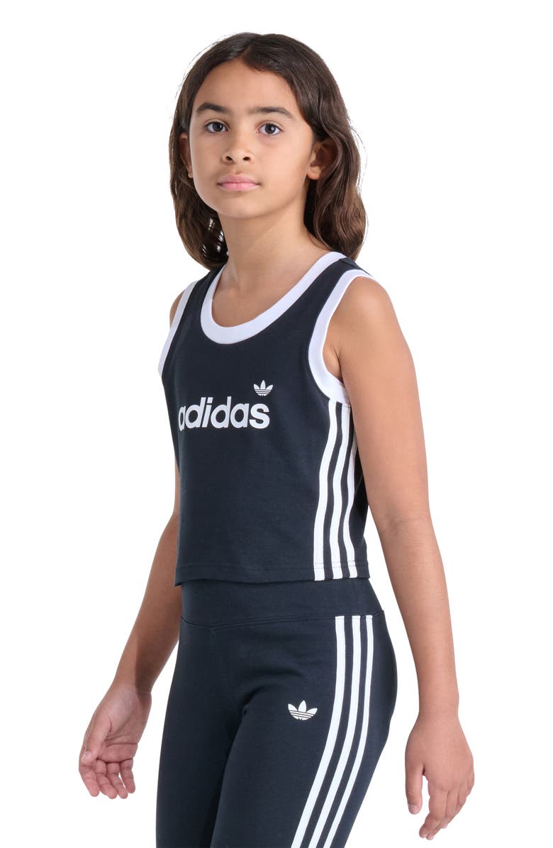adidas Kids' 3-Stripes Stretch Cotton Tank, Alternate, color, Black