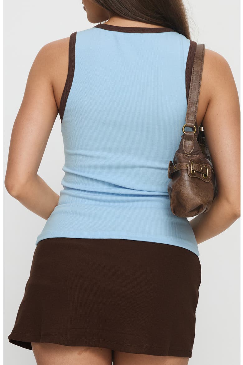 Baseline V-Neck Rib Tank, Alternate, color, BLUE / BROWN