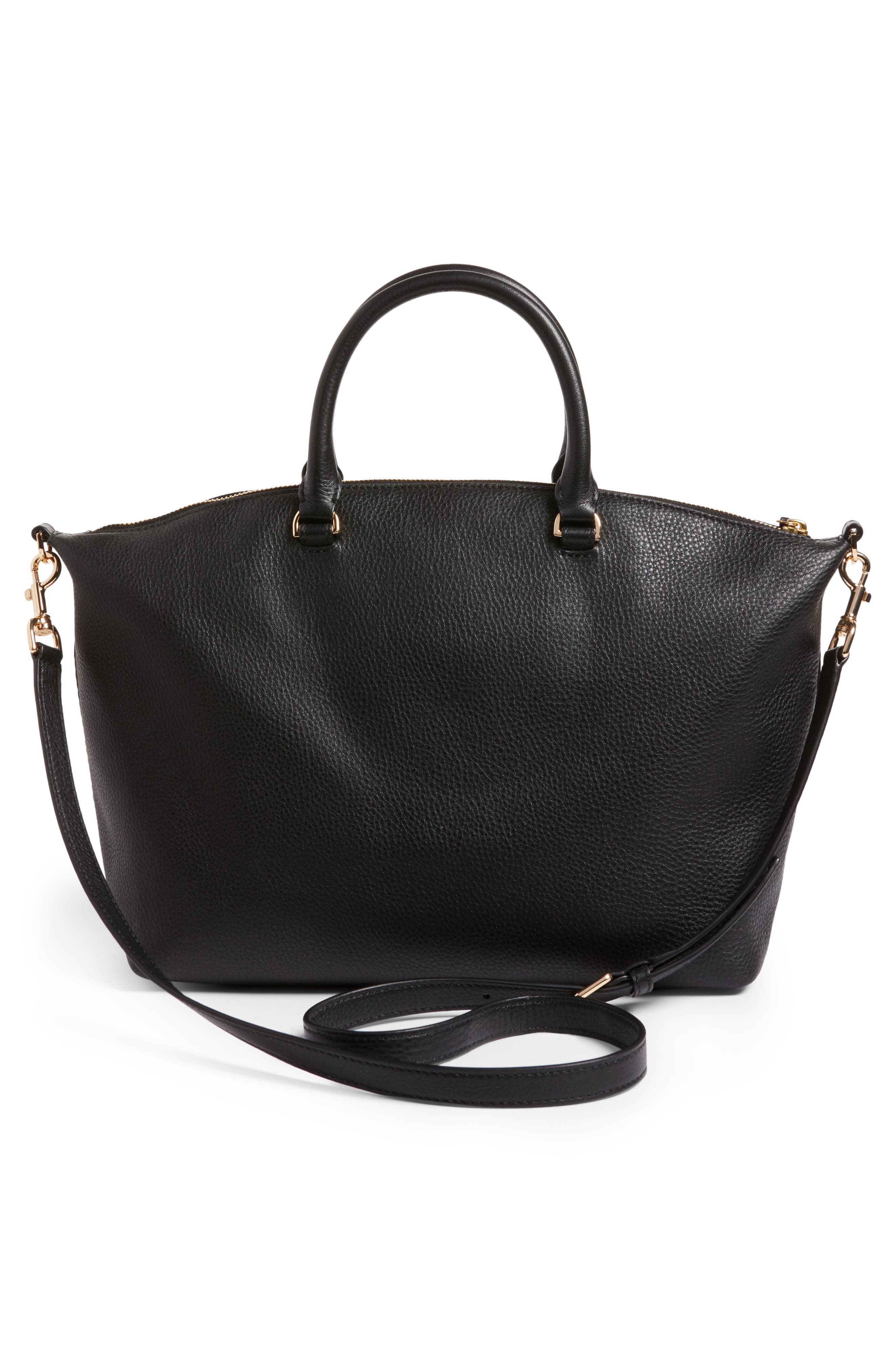 Frida Leather Satchel (Nordstrom Exclusive), Alternate, color, BLACK