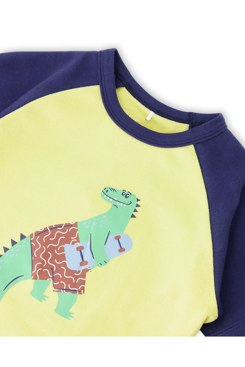 Organic Cotton Dino Print Two-Piece Pyjama Set, Alternate, color, Blue Dino Print