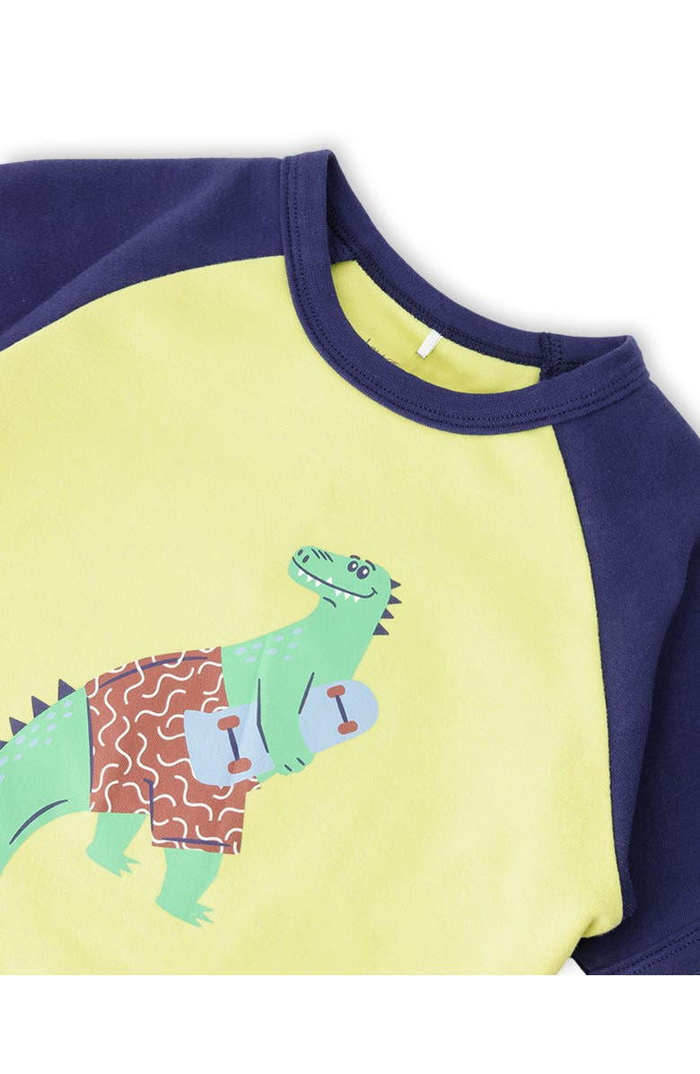 Deux par Deux Organic Cotton Dino Print Two-Piece Pyjama Set, Alternate, color, Blue Dino Print