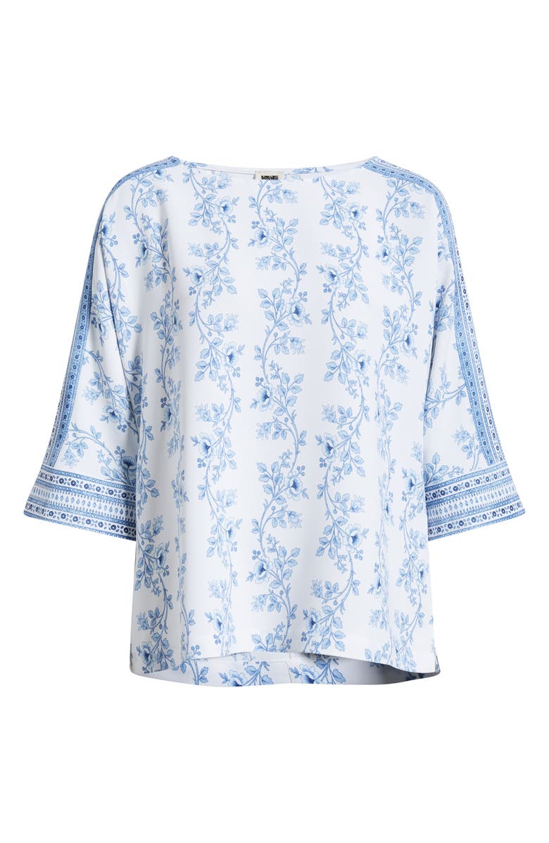 Anne Klein Mix Floral Print Top, Alternate, color, Crisp White Multi