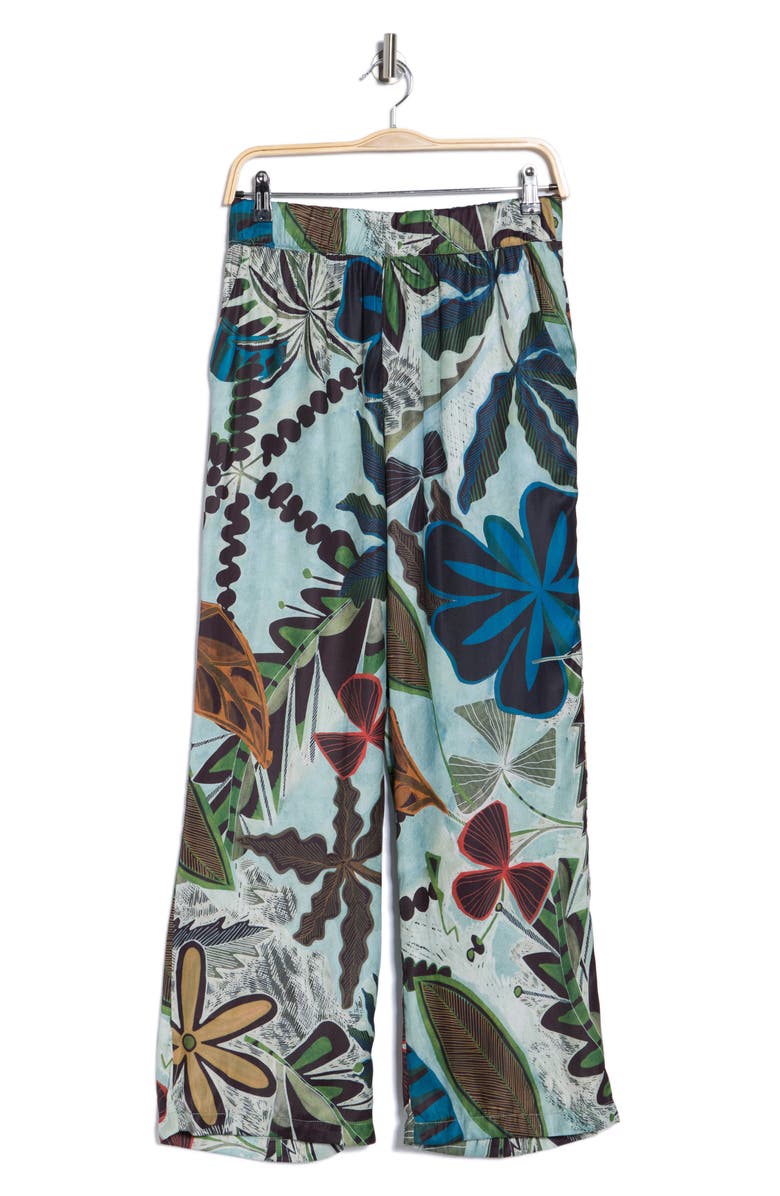 T Tahari Print Wide Leg Pants, Alternate, color, Etched Multi Floral Print