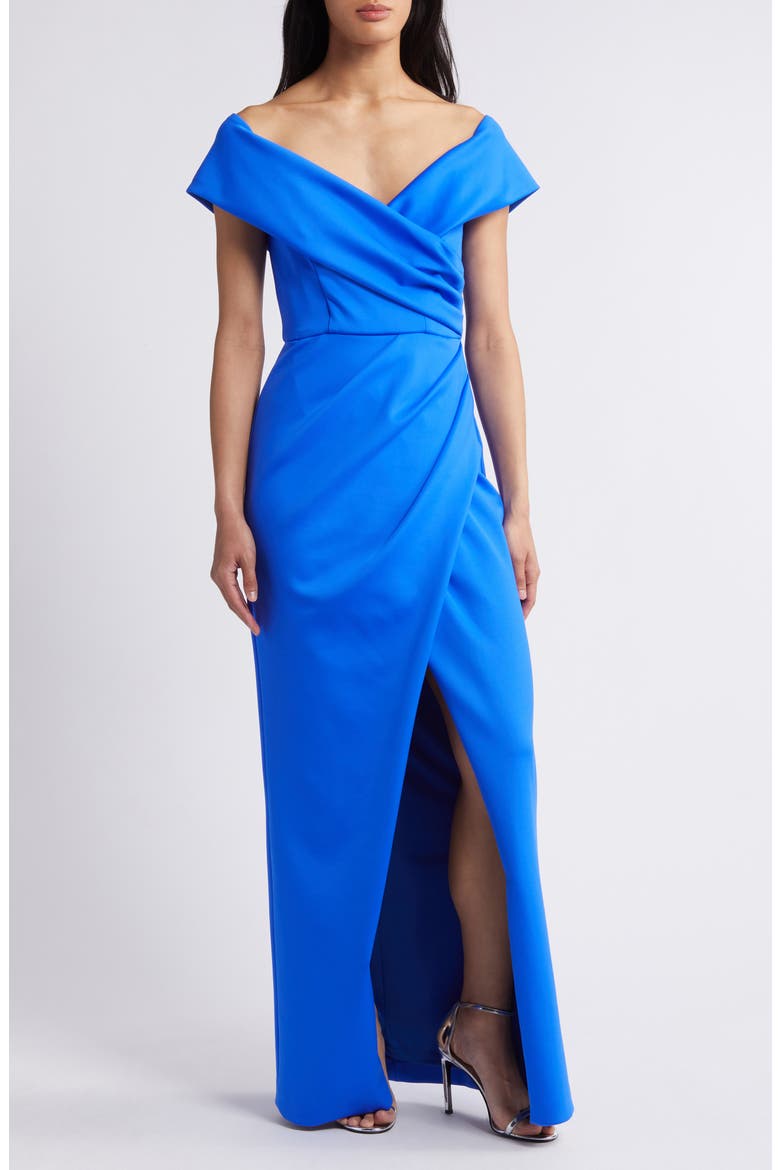 Prisma Off the Shoulder Gown, Main, color, VIBRANT BLUE