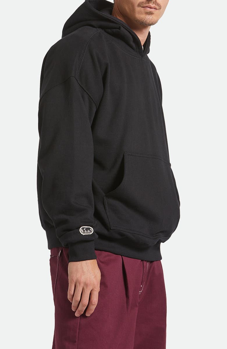 Brixton Oversize Embroidered Logo Heavyweight Hoodie, Alternate, color, Black