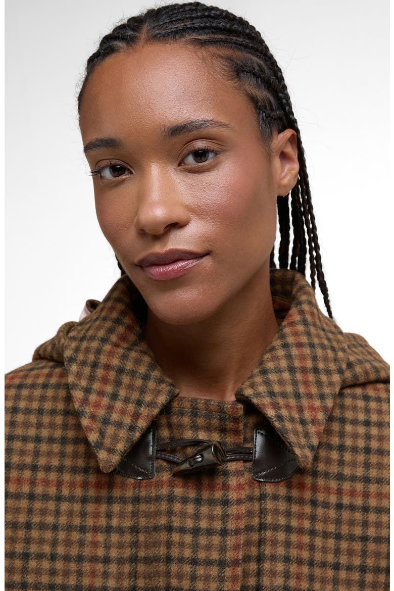 Barbour Melody Houndstooth Check Wool Blend Duffle Coat (Women
