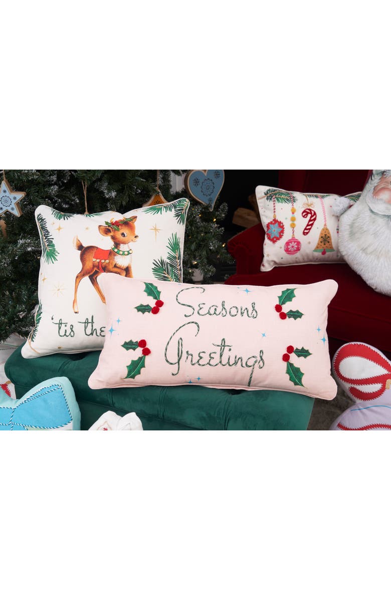 C&F Home "Tis the Season" Vintage Baby Reindeer Cotton Blend Christmas Accent Throw Pillow 18" x 18", Alternate, color, Beige