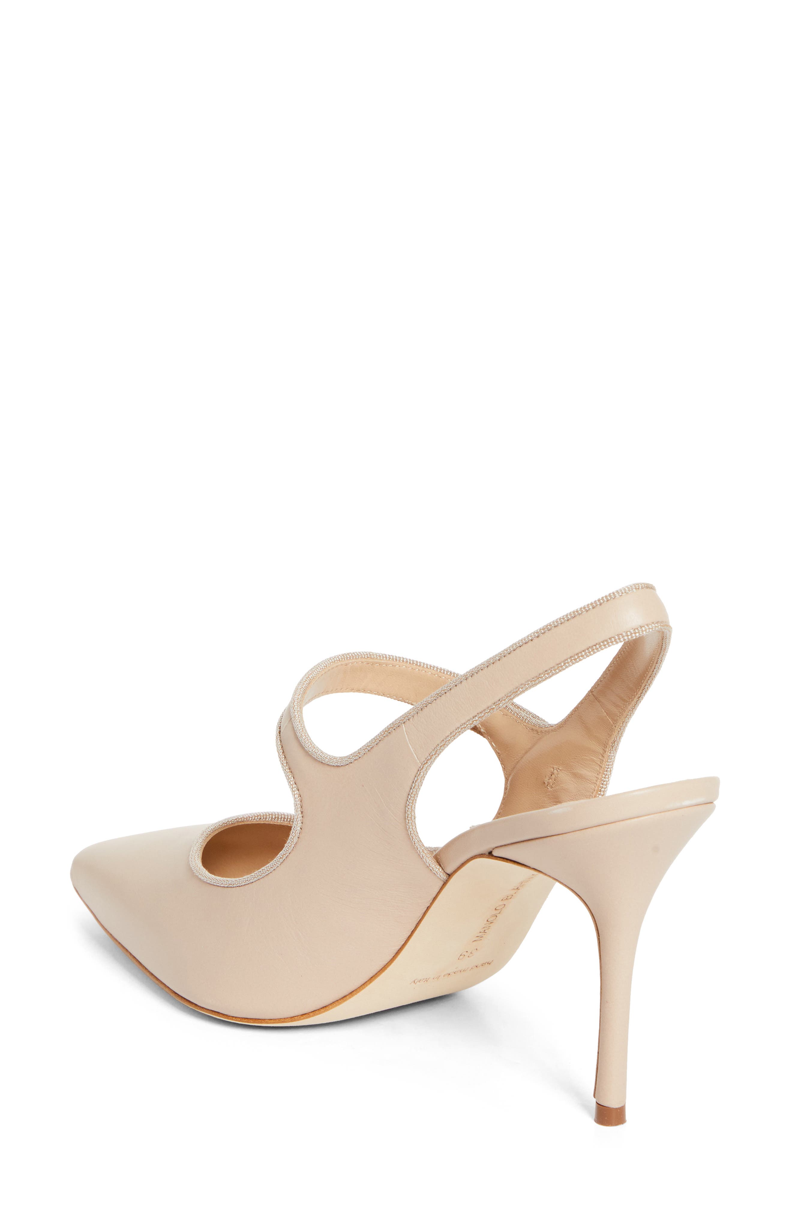 Manolo Blahnik Camparisli Pointed Toe Mary Jane Slingback Pump, Alternate, color, Beige