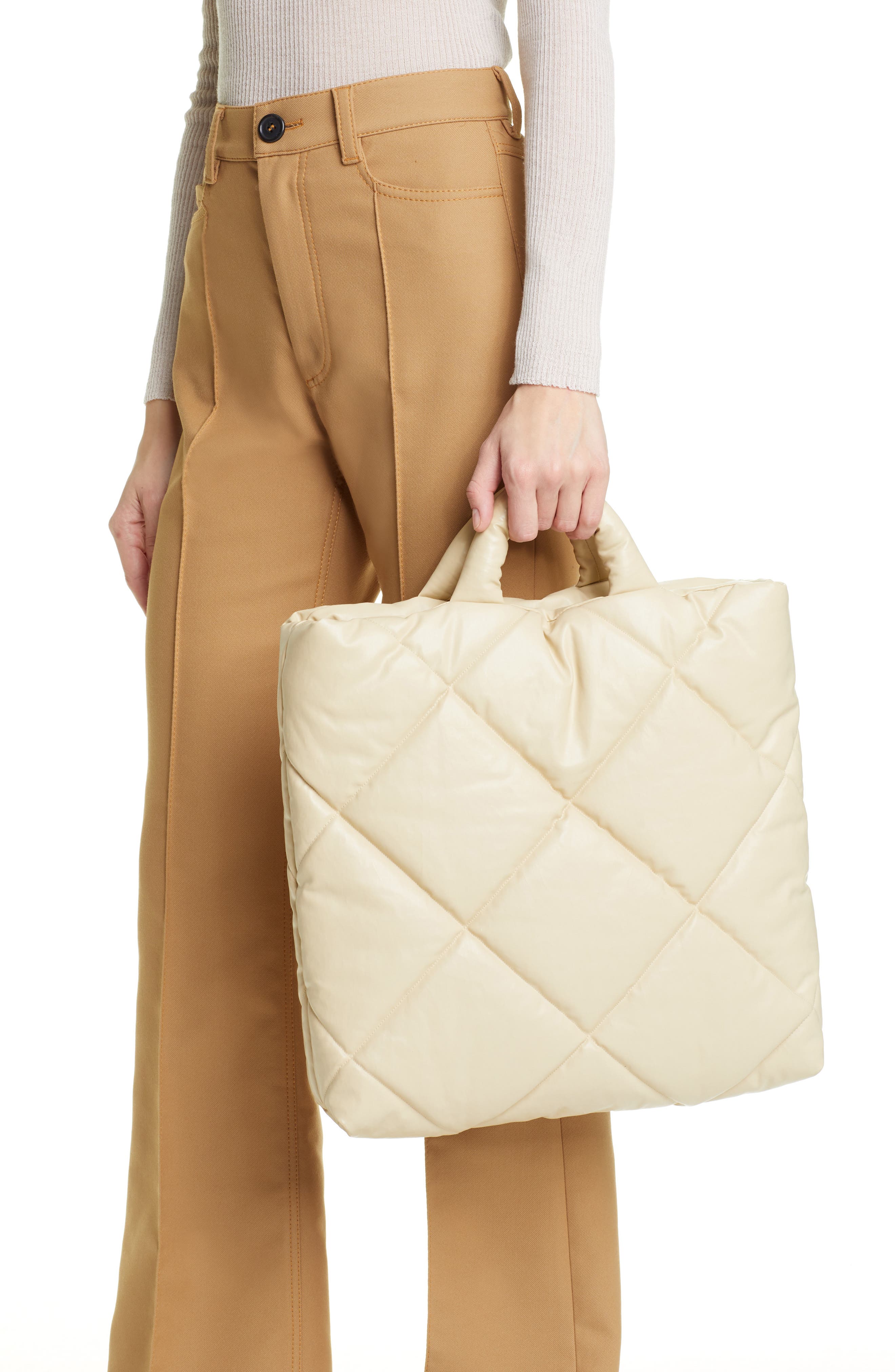 KASSL Medium Quilted Oiled Canvas Pillow Bag, Alternate, color, 