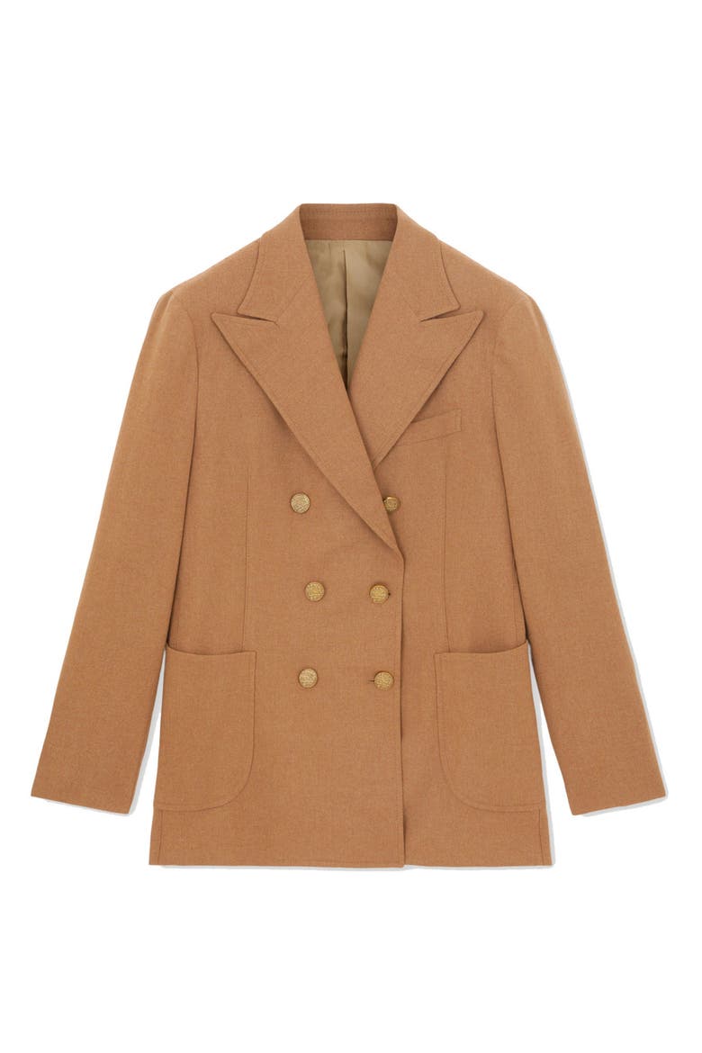 Bobbie Classic Double-Breasted Flannel Jacket, Main, color, CAMEL