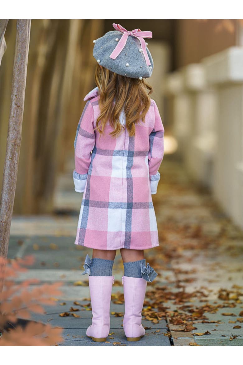 Classic Plaid Long Sleeve Shift Dress, Alternate, color, Pink
