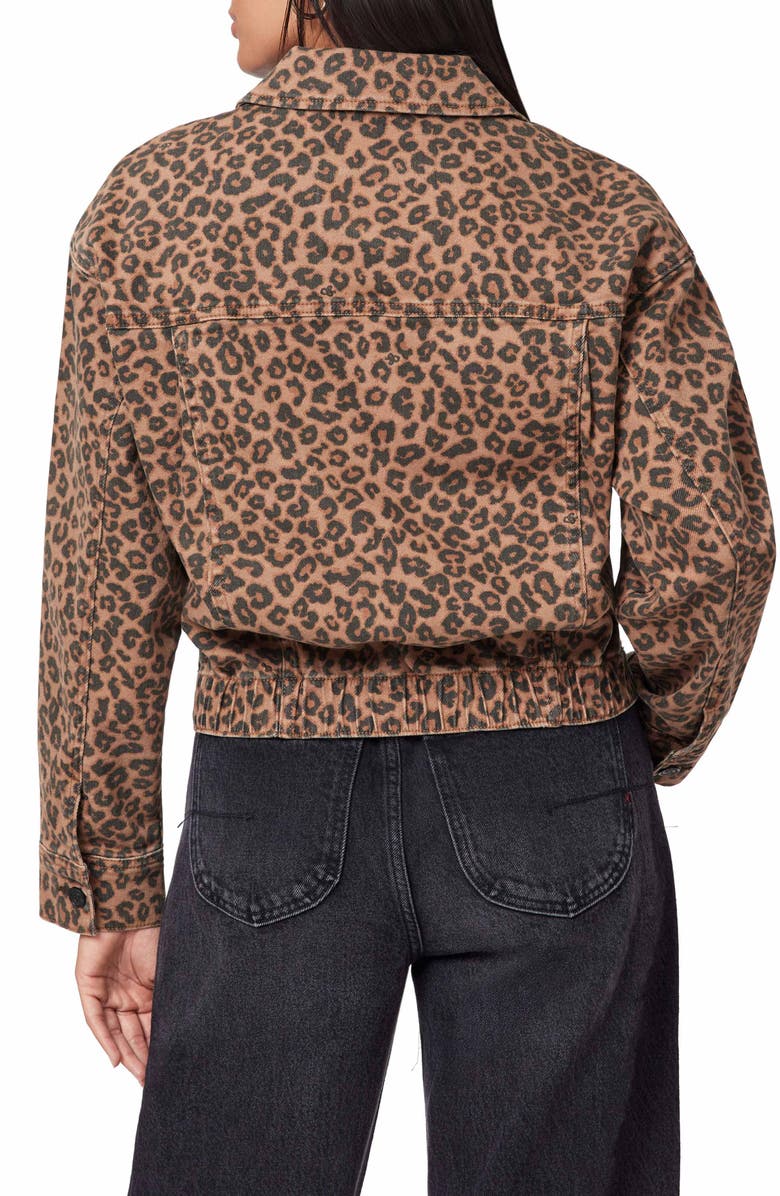 Scotch & Soda Leopard Print Oversized Crop Denim Jacket, Alternate, color, Leopard Print