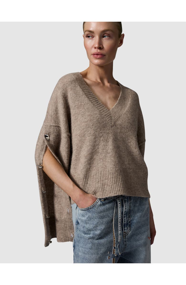 Day Solange Oversized Button Detail Sweater, Main, color, Hazel Melange