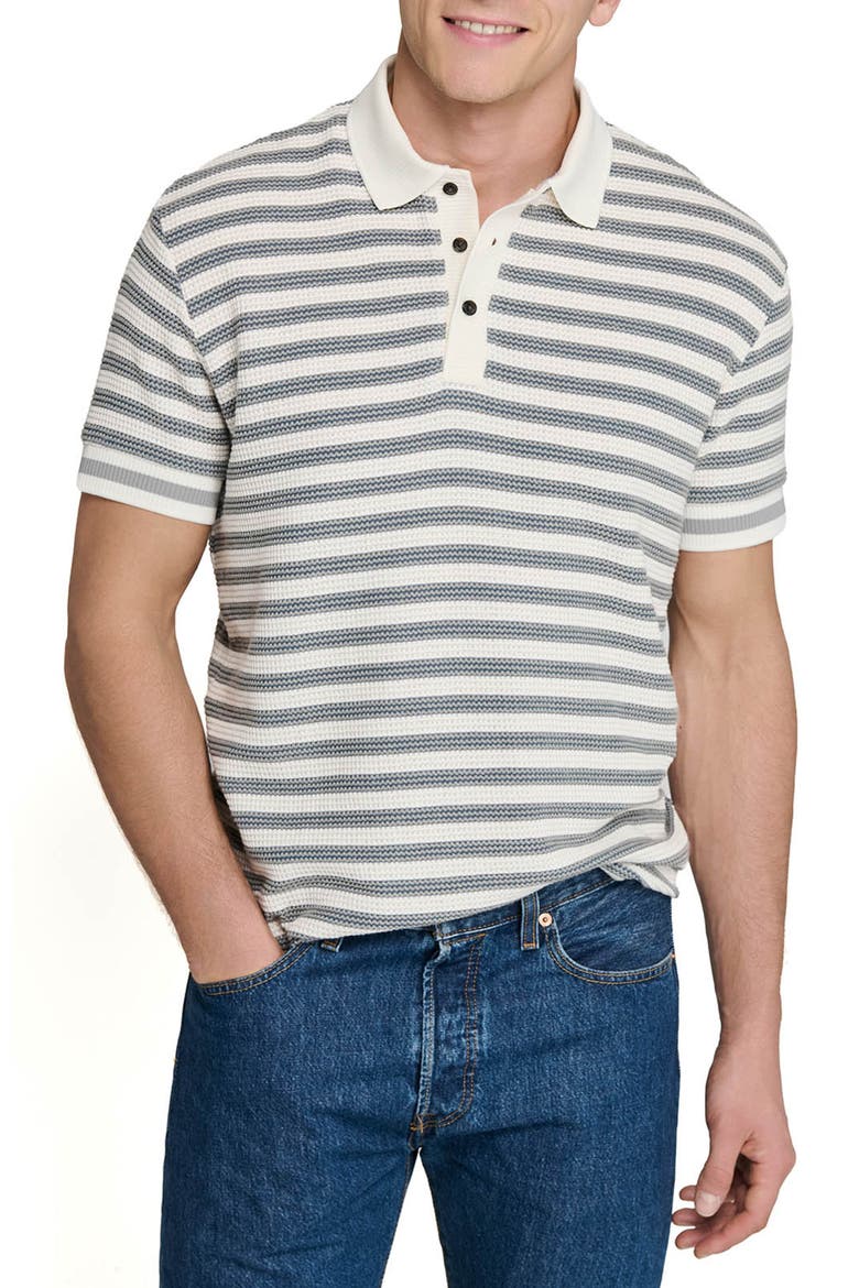 Slim Fit Short Sleeve Stripe Polo, Main, color, GREY