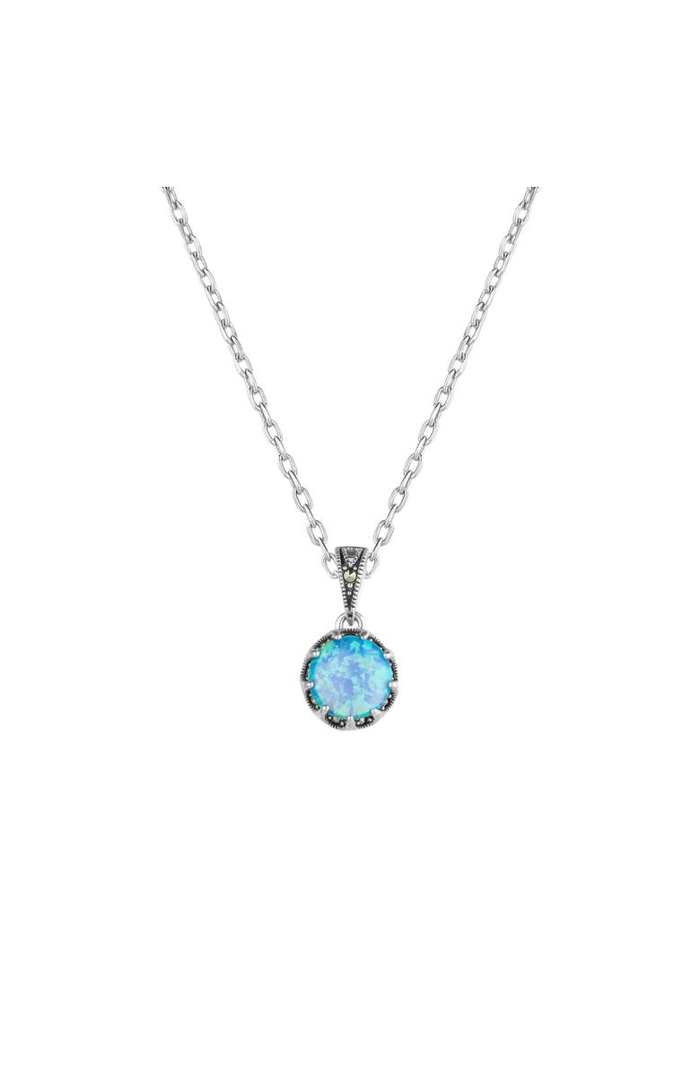 Spero London Round Opal High Quality Sterling Silver Pendant Necklace, Main, color, Light Opal