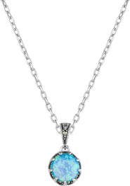 Spero London Round Opal High Quality Sterling Silver Pendant Necklace
