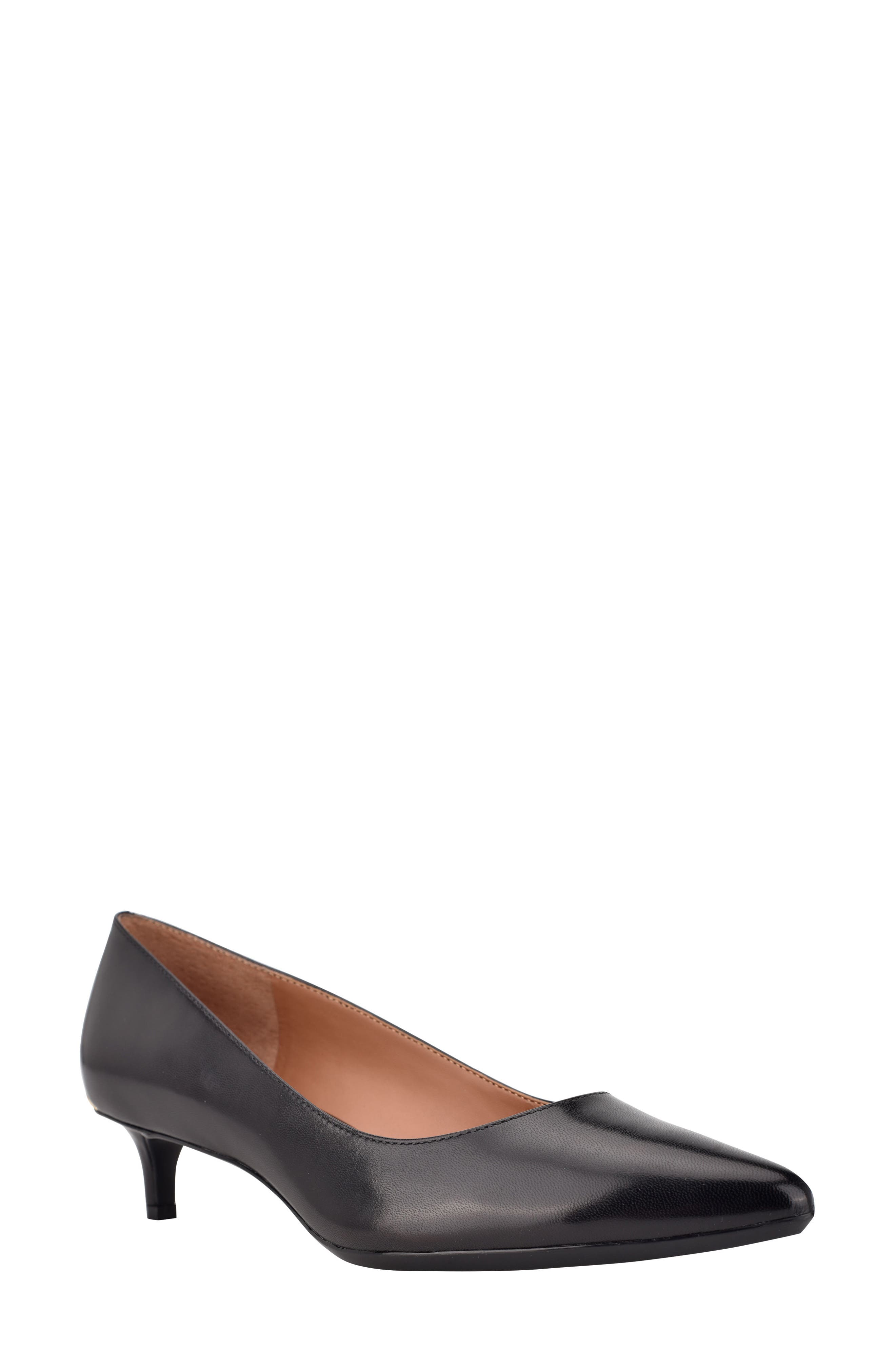 Gabrianna Kitten Heel Pump, Main, color, BLACK LEATHER