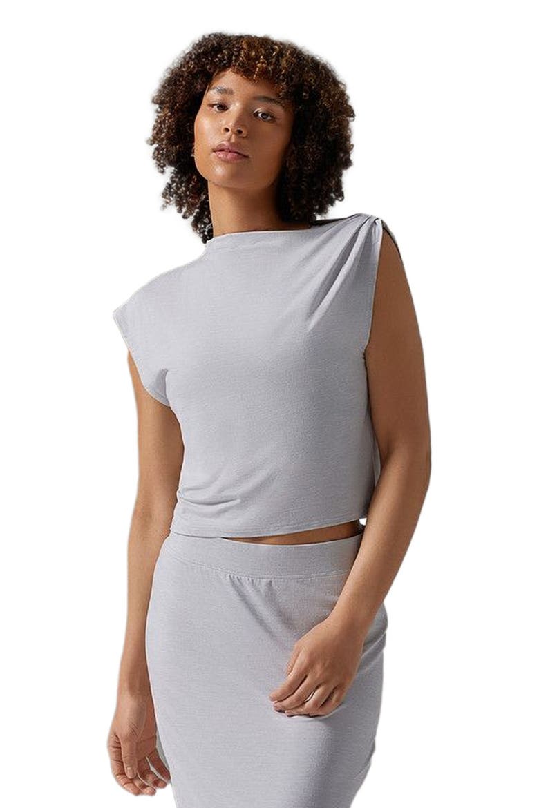 Brushed Tec Knit Asymmetrical Tee, Alternate, color, ASH