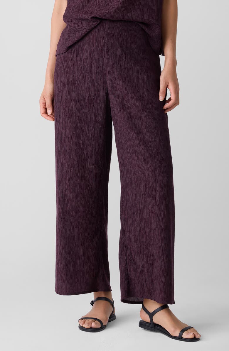 Eileen Fisher Crinkled High Waist Ankle Wide Legs, Main, color, Blackberry