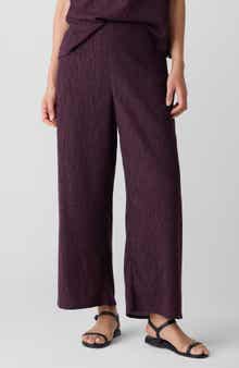 Eileen Fisher Crinkled High Waist Ankle Wide Legs