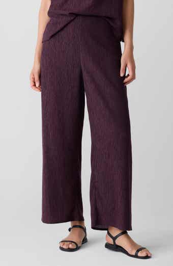 Eileen Fisher Crinkled High Waist Ankle Wide Legs