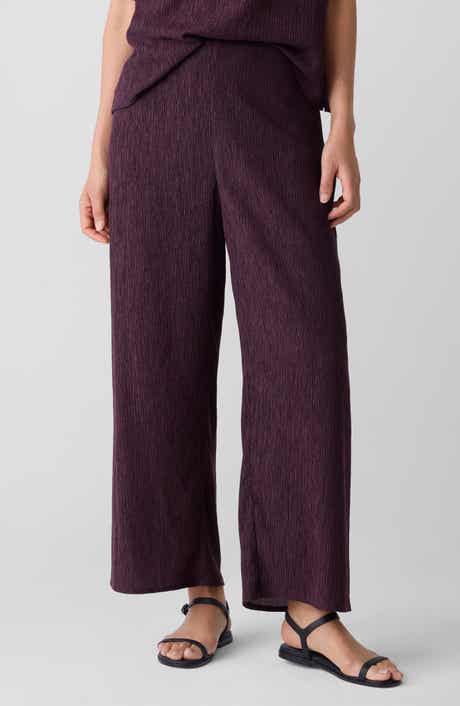 Eileen Fisher Crinkled High Waist Ankle Wide Legs