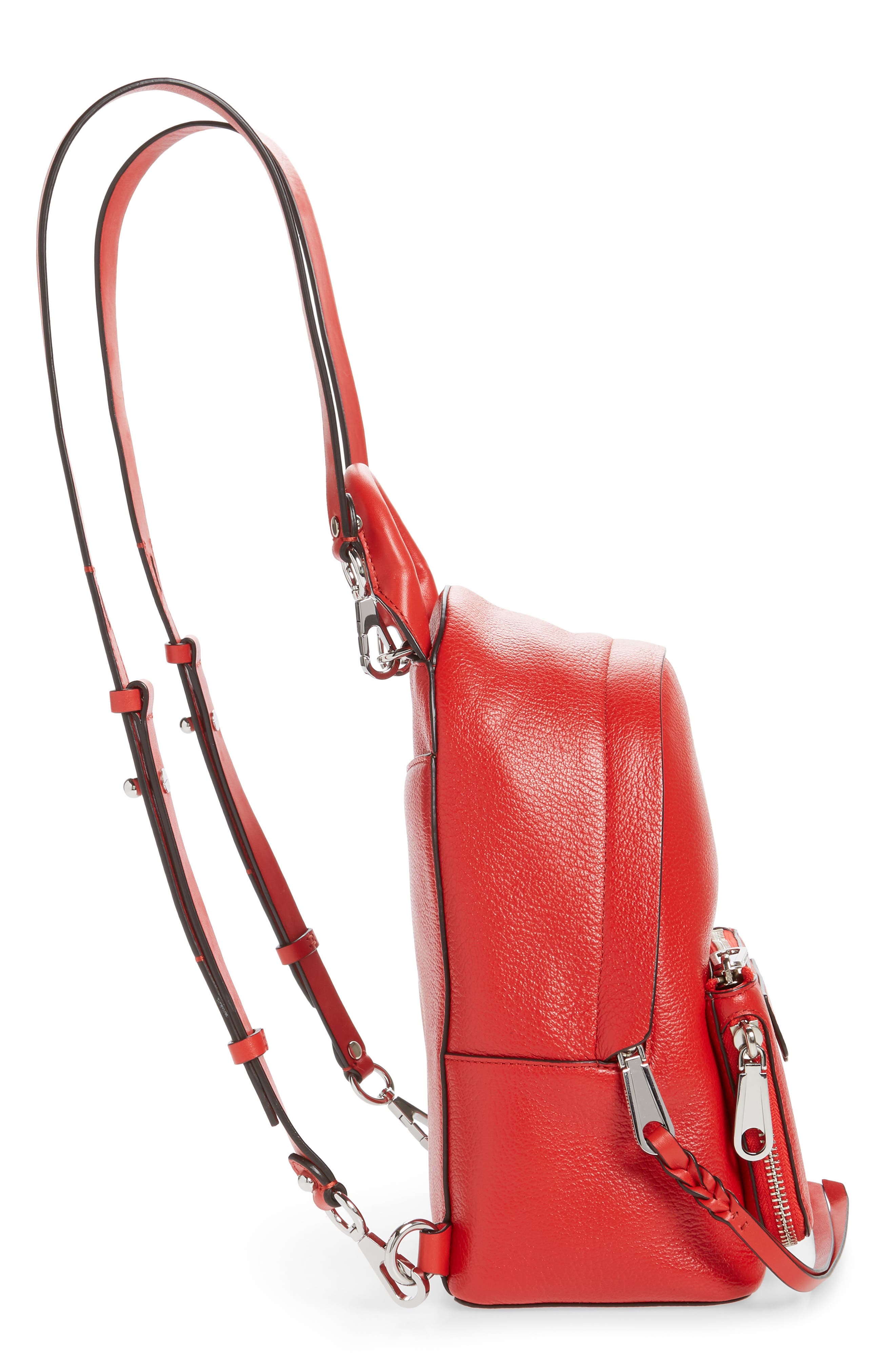 Mini Emma Convertible Leather Backpack, Alternate, color, TOMATO