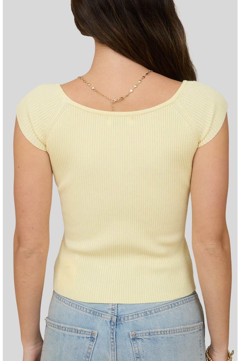 Short Sleeve Button Front Rib Knit Top, Alternate, color, BUTTER YELLOW