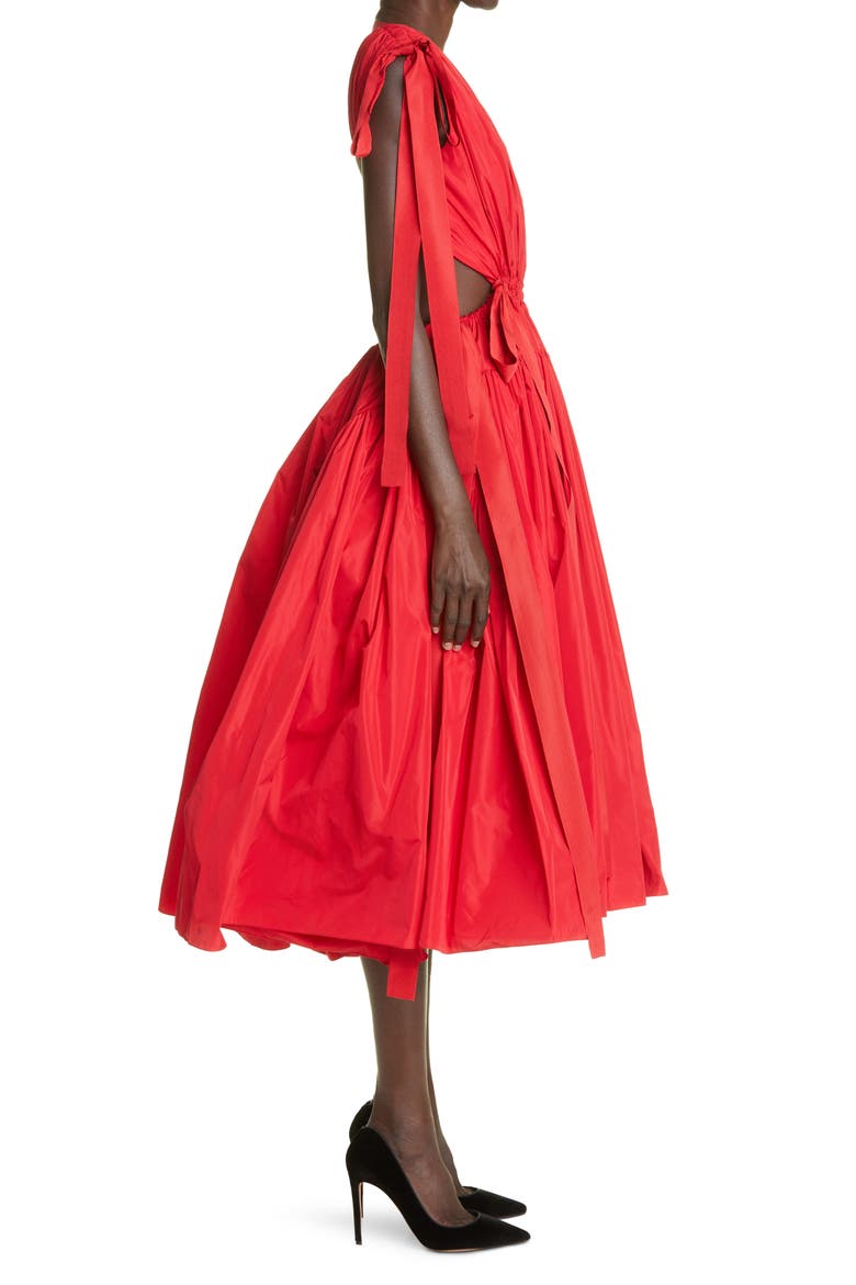 Alexander McQueen Taffeta Fit & Flare Dress, Alternate, color, RED