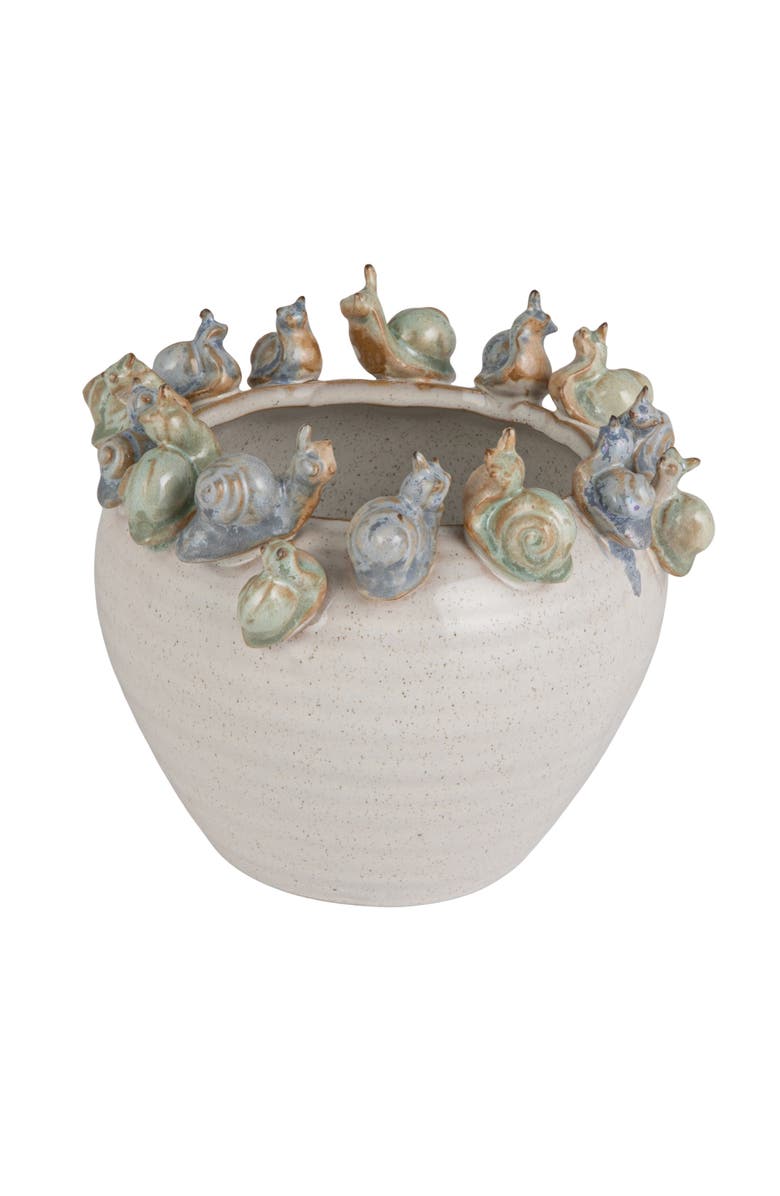 Storied Home Planter with 3D Snails on Rim, Main, color, Blue