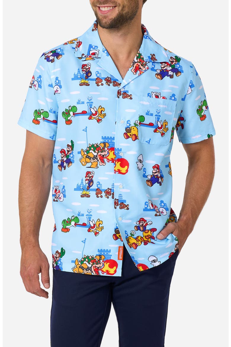 Super Mario™ Camp Shirt, Main, color, BLUE
