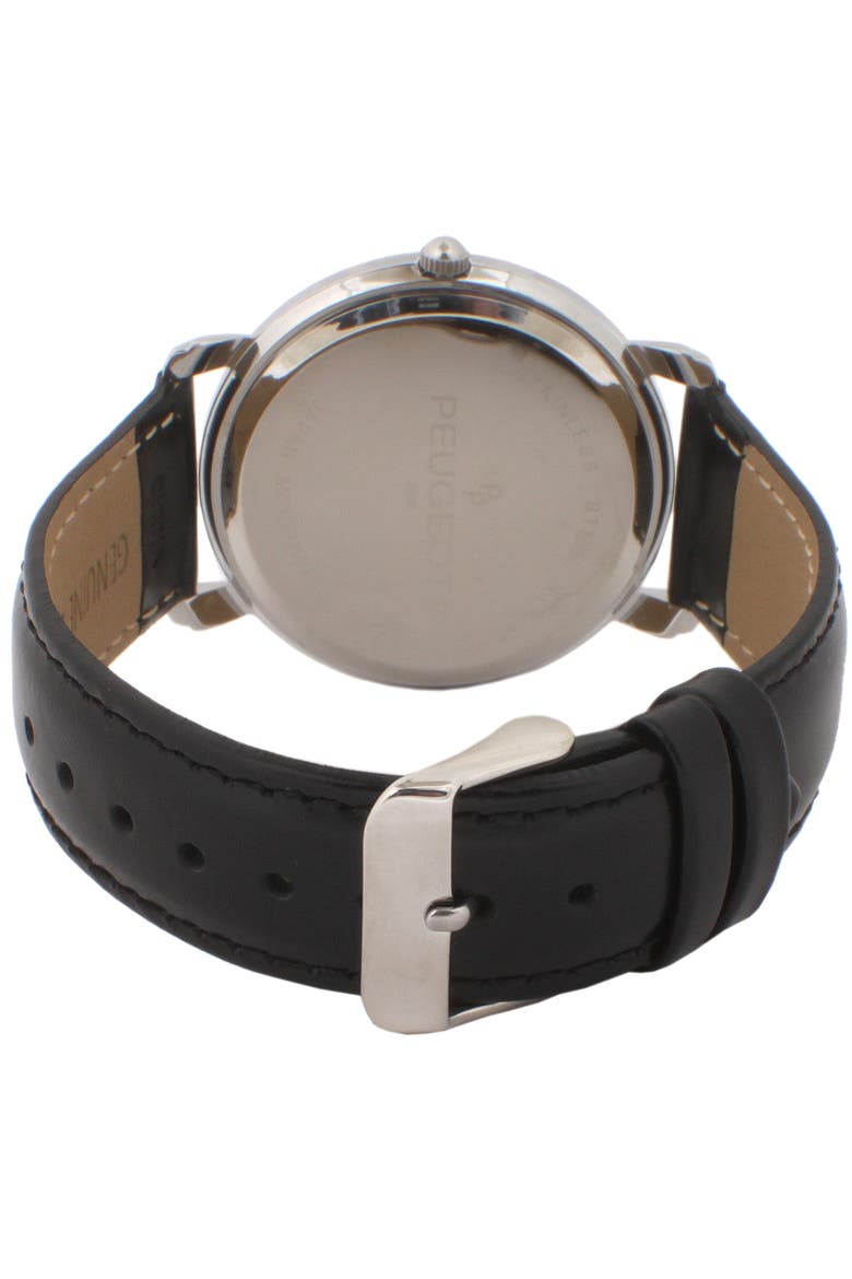 Retro Design Domed Crystal Leather Strap Watch - 38MM, Alternate, color, Black