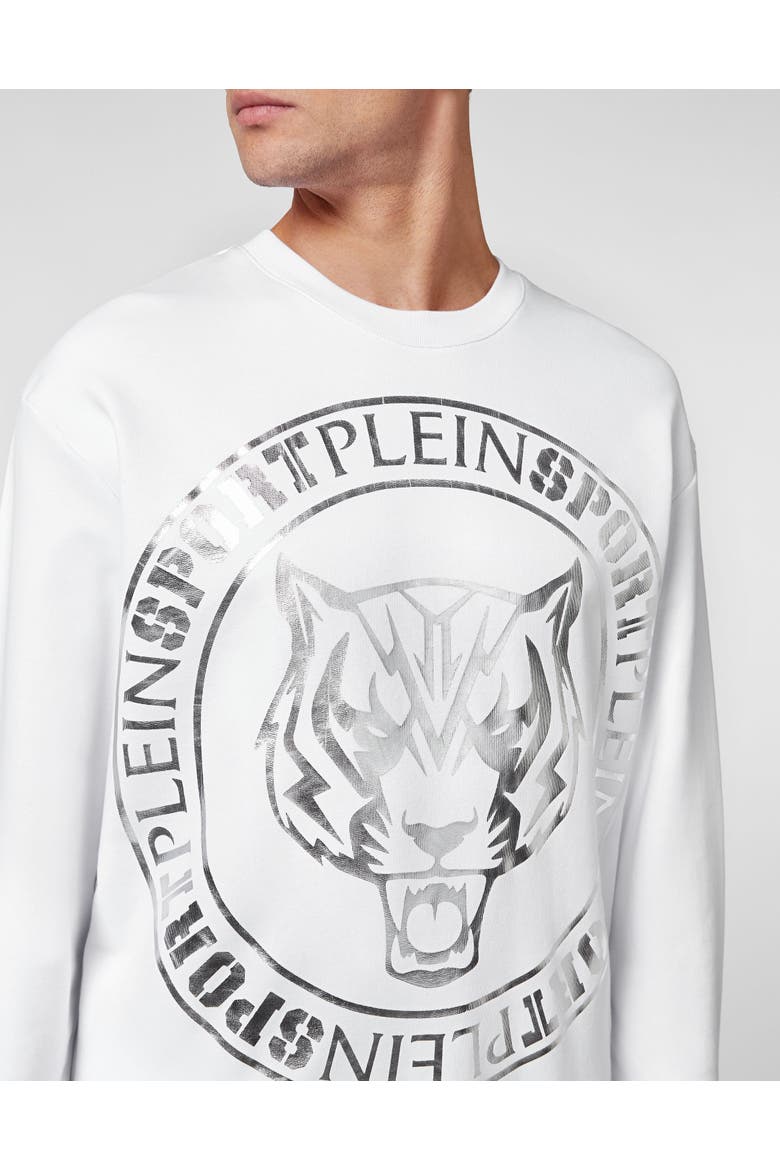 Longsleeve Sweatshirt Tiger Men, Alternate, color, white