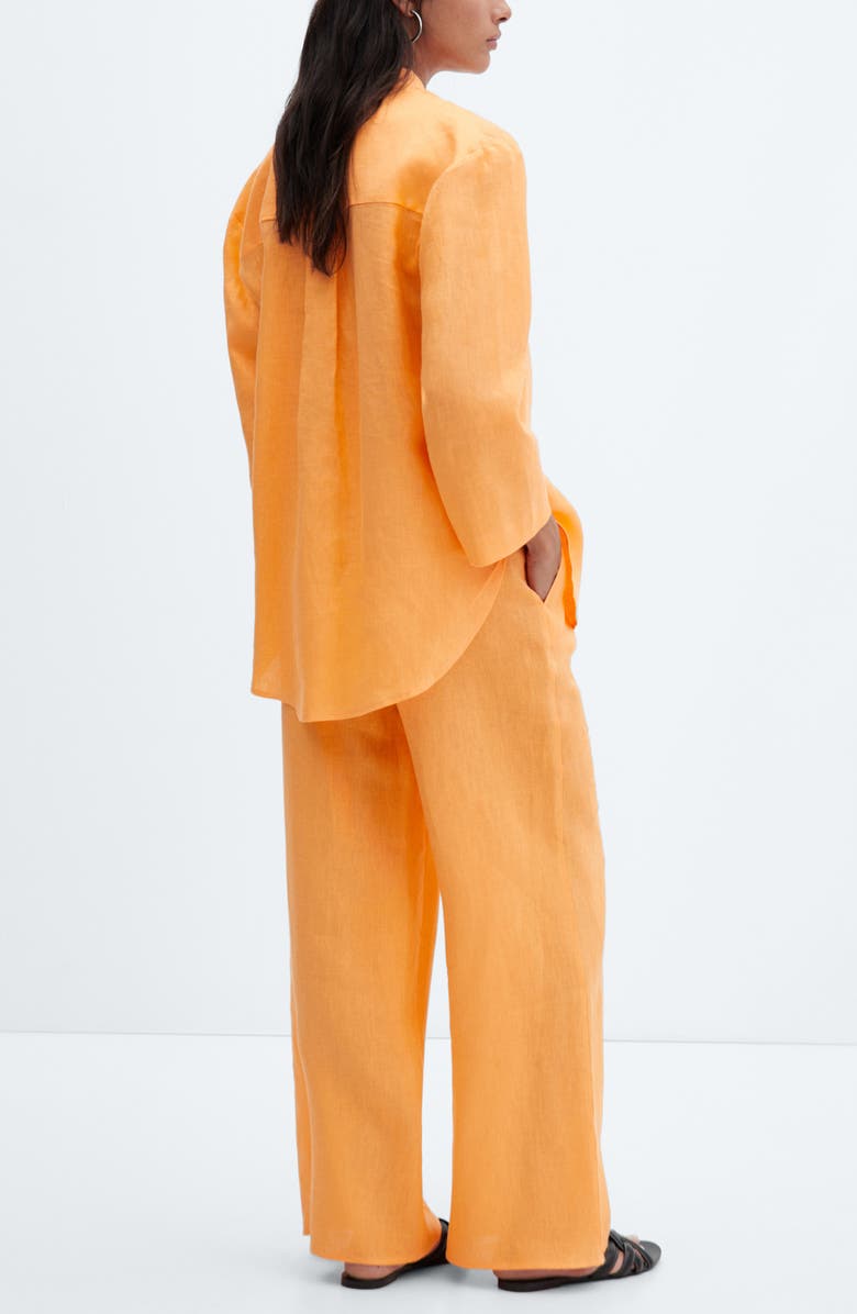 MANGO Linen Drawstring Pants, Alternate, color, Clementine