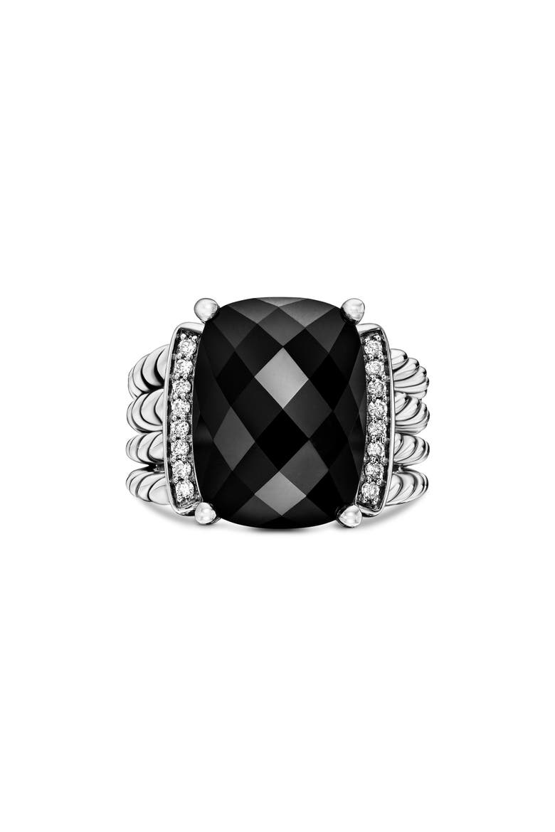 Wheaton Ring with Semiprecious Stone & Diamonds, Alternate, color, BLACK ONYX