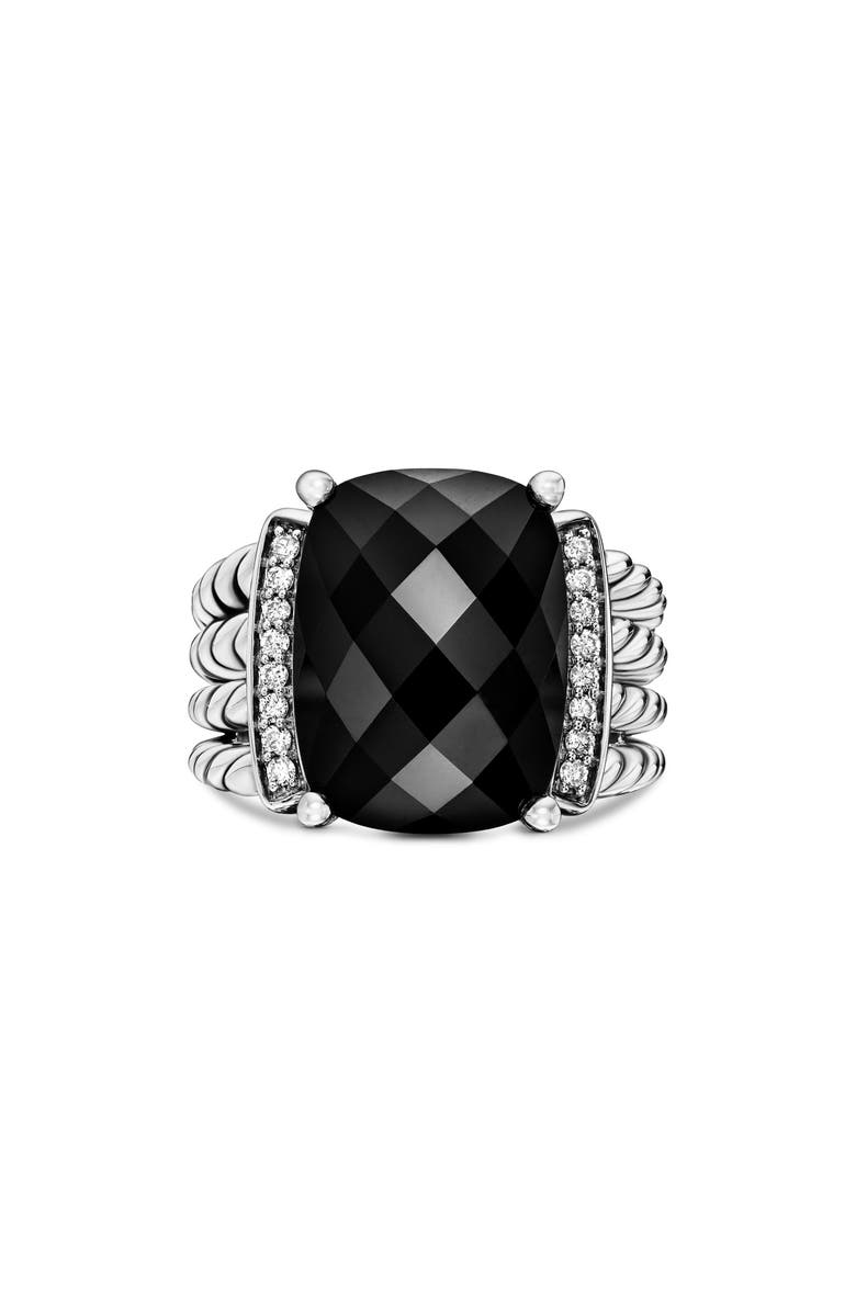 David Yurman Wheaton Ring with Semiprecious Stone & Diamonds, Alternate, color, Black Onyx