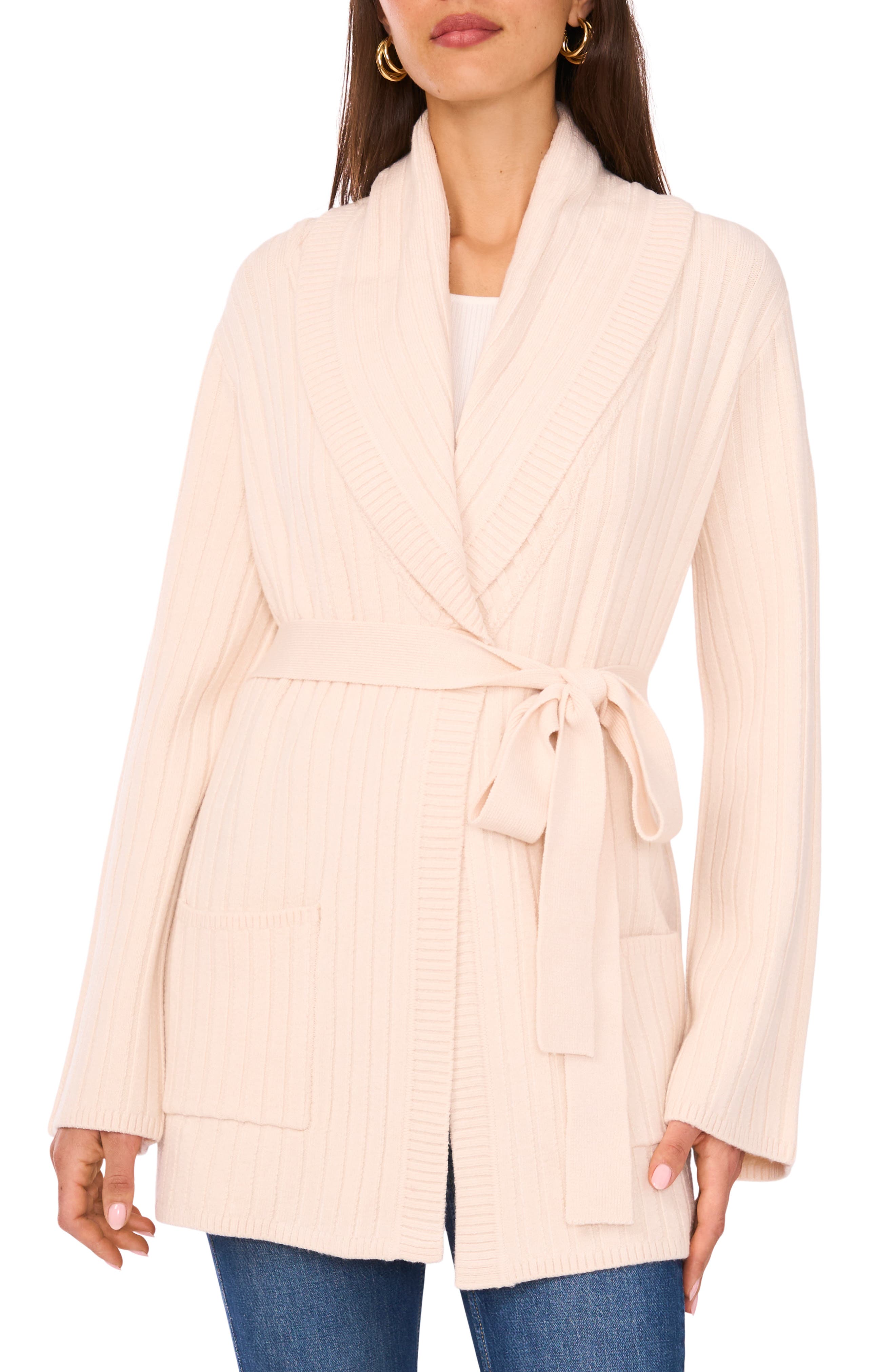 Vince Camuto Shawl Collar Belted Cardigan