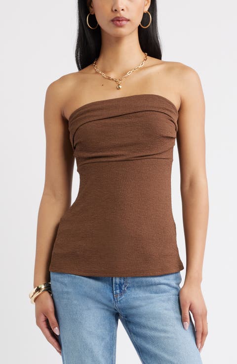 Puckered Crepe Bandeau Top