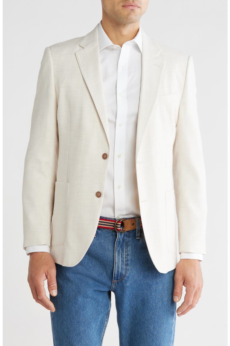 White Structured Two Button Notch Lapel Sport Coat, Main, color, WHITE