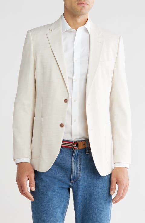 White Structured Two Button Notch Lapel Sport Coat