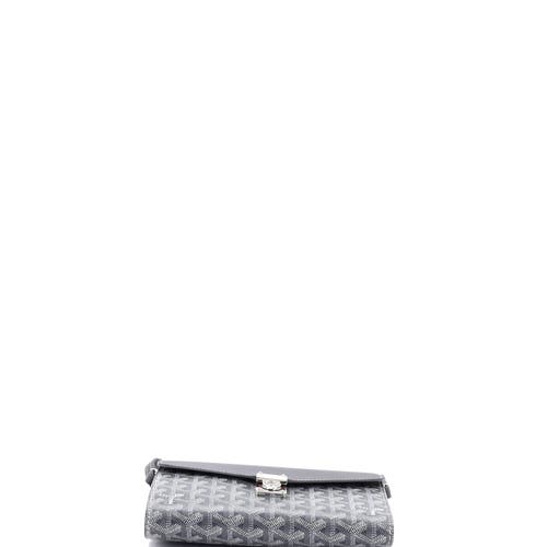 Pre-owned Goyard Goyard Chypre Wallet On Strap Coated Canvas With Leather In Gray