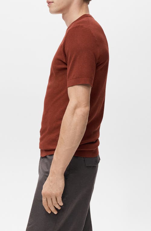 Mango Fine Knit Short Sleeve Sweater In Brown