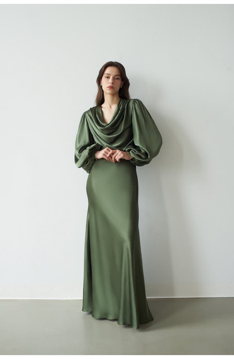 Vasiliki Alia Cowl Neck Gown Green Lily, Alternate, color,