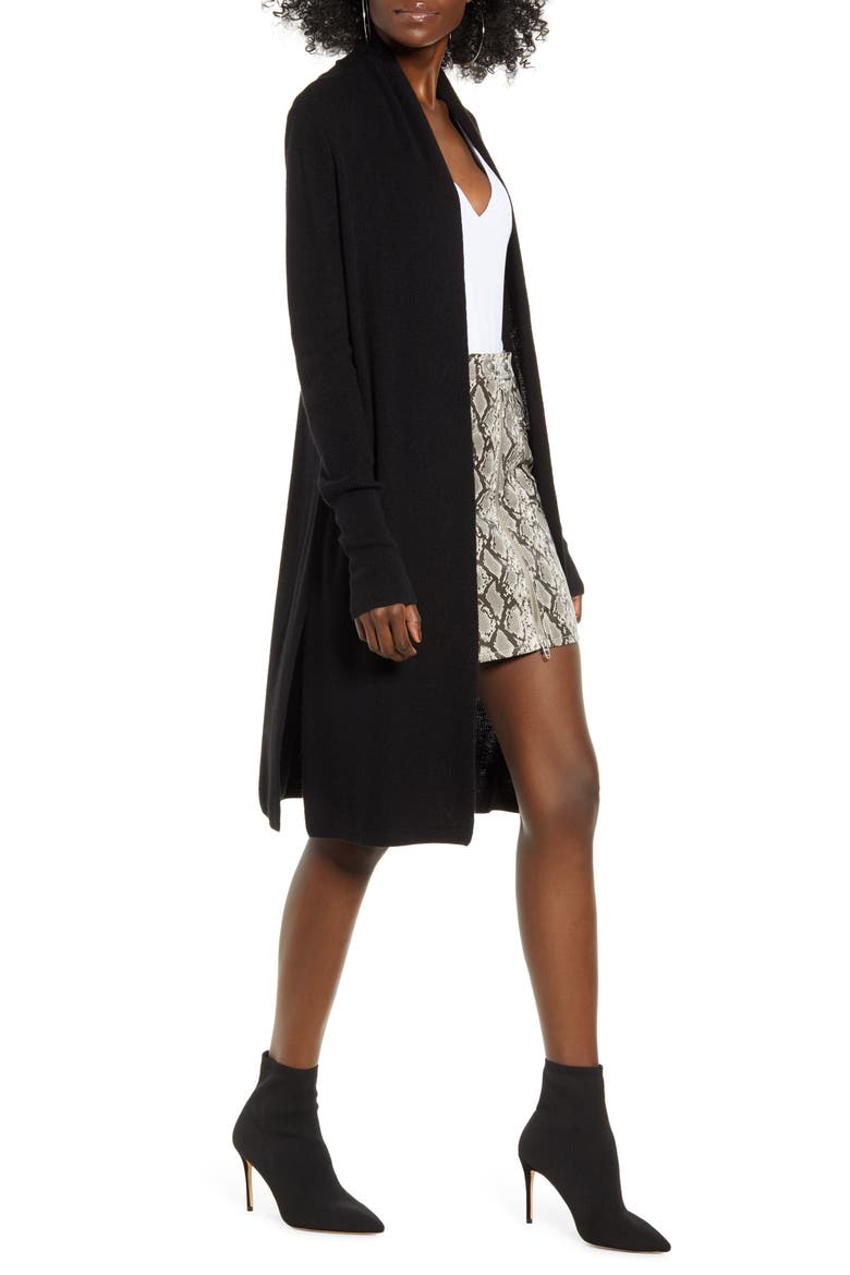 Longline Cardigan, Alternate, color, BLACK