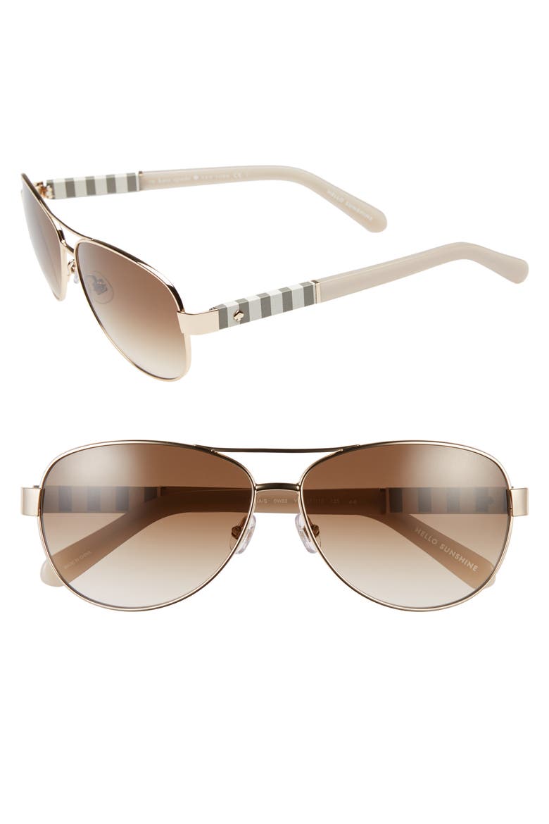 'dalia' 58mm aviator sunglasses, Main, color, GOLD/ BROWN SF