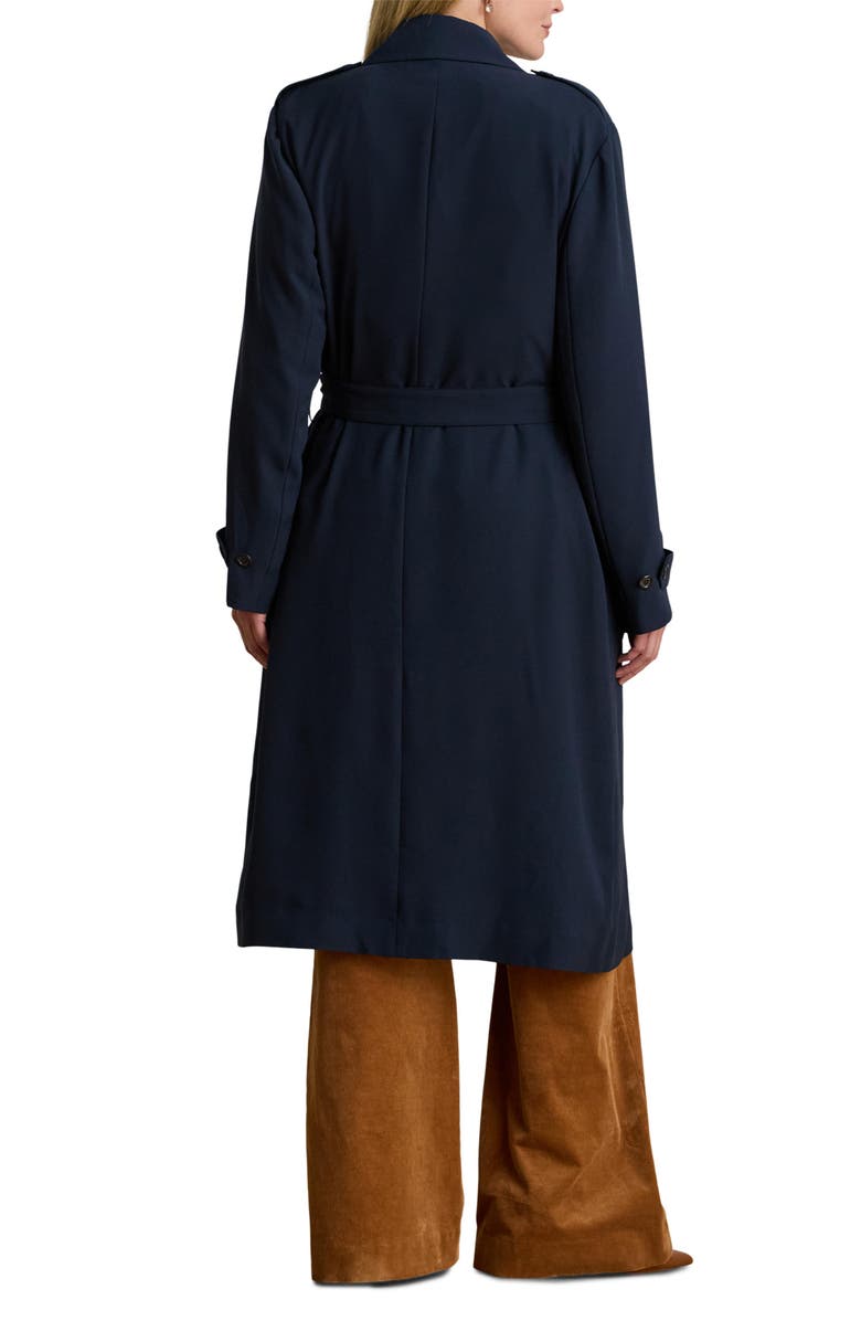 Lauren Ralph Lauren Double-Faced Georgette Wrap Coat, Alternate, color, Lauren Navy